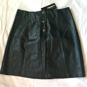 High Waisted Faux Leather Short Mini Skirt for Women (Medium)